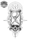 tatouage-ephemere-boussole-sablier-design-unique tatouage-ephemere-boussole-sablier-design-unique