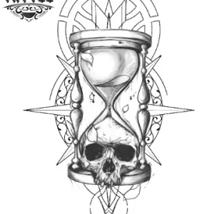 tatouage-ephemere-boussole-sablier-design-unique tatouage-ephemere-boussole-sablier-design-unique