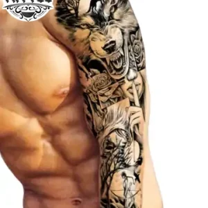 tatouage-bras-loup-ephemere-realistique-tendance tatouage-bras-loup-ephemere-realistique-tendance