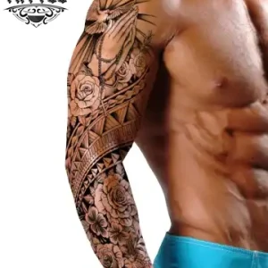 tatouage-éphémère-bras-rose-homme-motif-floral-tatouage-bras tatouage-éphémère-bras-rose-homme-motif-floral-tatouage-bras