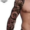 tatouage bras ephemere rose horloge fleurie