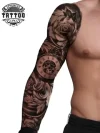 tatouage bras ephemere rose horloge fleurie