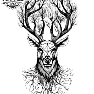 tatouage-ephemere-cerf-arbre-de-vie-design-unique tatouage-ephemere-cerf-arbre-de-vie-design-unique