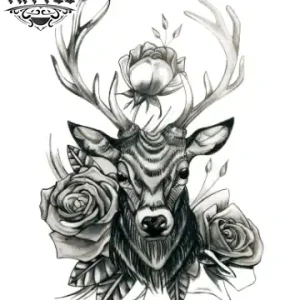 tatouage-ephemere-cerf-floral-design-naturaliste tatouage-ephemere-cerf-floral-design-naturaliste