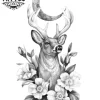 tatouage-ephemere-cerf-et-fleur-design-unique tatouage-ephemere-cerf-et-fleur-design-unique