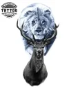 tatouage-ephemere-cerf-et-lion-design-unique tatouage-ephemere-cerf-et-lion-design-unique