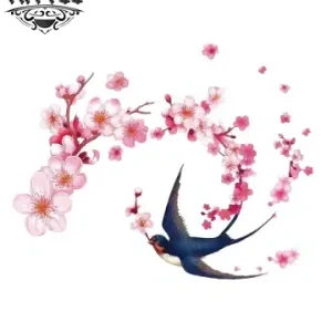 tatouage-oiseau-ephemere-cerisier-design-nature-intemporel tatouage-oiseau-ephemere-cerisier-design-nature-intemporel