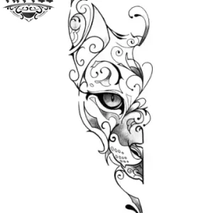 tatouage-ephemere-chat-arabesque-design-unique tatouage-ephemere-chat-arabesque-design-unique
