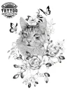 tatouage-ephemere-chat-fleur-accessoire-tattoo-temporaire-felin tatouage-ephemere-chat-fleur-accessoire-tattoo-temporaire-felin