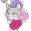 tatouage-ephemere-chat-rose-design-felin-floral-temporary-tattoo tatouage-ephemere-chat-rose-design-felin-floral-temporary-tattoo