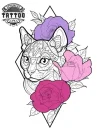 tatouage-ephemere-chat-rose-design-felin-floral-temporary-tattoo tatouage-ephemere-chat-rose-design-felin-floral-temporary-tattoo