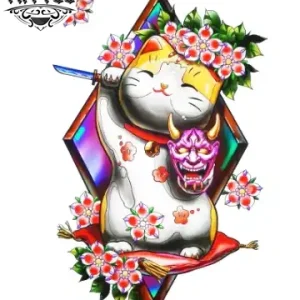 tatouage-ephemere-chat-chinois-art-traditionnel tatouage-ephemere-chat-chinois-art-traditionnel