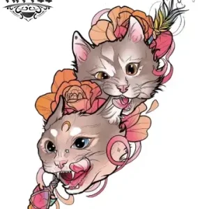 tatouage-ephemere-chat-avec-motif-rose-temporaires-elegants tatouage-ephemere-chat-avec-motif-rose-temporaires-elegants
