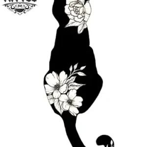 tatouage-ephemere-chat-fleur-unique-temporaire tatouage-ephemere-chat-fleur-unique-temporaire