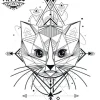 tatouage-chat-ephemere-geometrique-design-tendance-felin tatouage-chat-ephemere-geometrique-design-tendance-felin