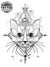 tatouage-chat-ephemere-geometrique-design-tendance-felin tatouage-chat-ephemere-geometrique-design-tendance-felin