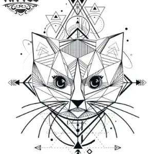 tatouage-chat-ephemere-geometrique-design-tendance-felin tatouage-chat-ephemere-geometrique-design-tendance-felin