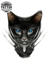 tatouage-ephemere-chat-guerrier-design-temporaire-felin-combattant