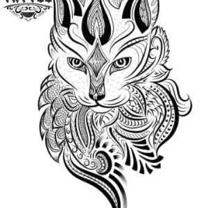 tatouage-ephemere-chat-polynesien-style-tribal tatouage-ephemere-chat-polynesien-style-tribal