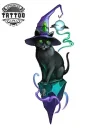 tatouage-chat-ephemere-sorciere-design-mystique-original tatouage-chat-ephemere-sorciere-design-mystique-original