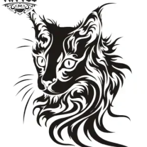 tatouage-ephemere-chat-tribal-design-unique-artistique tatouage-ephemere-chat-tribal-design-unique-artistique