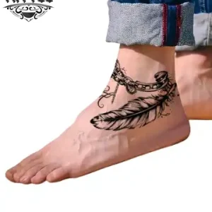 tatouage-ephemere-cheville-bracelet-plume-tendance tatouage-ephemere-cheville-bracelet-plume-tendance