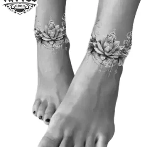 Tatouage éphémère lotus cheville design artistique élégant Tatouage éphémère lotus cheville design artistique élégant