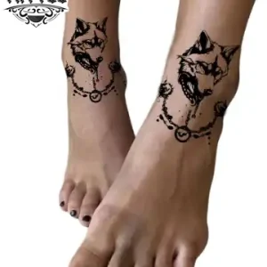 tatouage-cheville-ephemere-loup-design-unique tatouage-cheville-ephemere-loup-design-unique