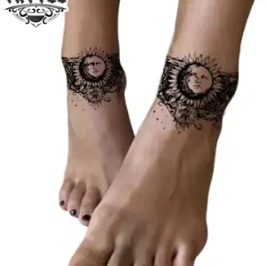 tatouage cheville lune astrologique éphémère durable tatouage cheville lune astrologique éphémère durable