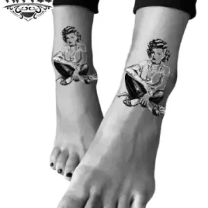 tatouage-ephemere-cheville-pin-up-retro-style-vintage tatouage-ephemere-cheville-pin-up-retro-style-vintage