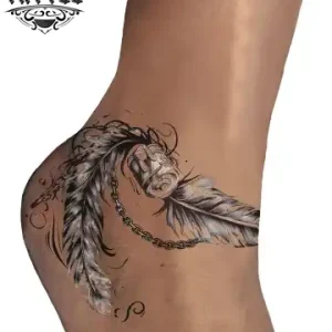 tatouage-cheville-ephemere-plume-elegant-chic tatouage-cheville-ephemere-plume-elegant-chic