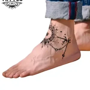 tatouage-cheville-ephemere-soleil-lune-design-astral tatouage-cheville-ephemere-soleil-lune-design-astral
