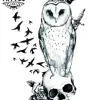 tatouage-ephemere-chouette-crane-mystique tatouage-ephemere-chouette-crane-mystique