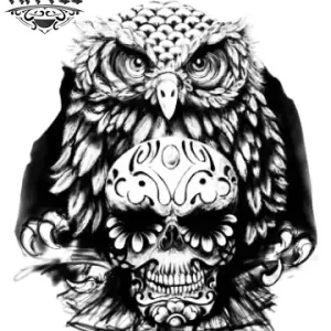 tatouage-ephemere-chouette-tete-de-mort-gothique-ornementations tatouage-ephemere-chouette-tete-de-mort-gothique-ornementations