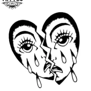 tatouage temporaire coeur brisé visage émotionnel tatouage temporaire coeur brisé visage émotionnel