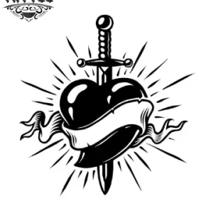 tatouage-ephemere-coeur-avec-dague-design-unique tatouage-ephemere-coeur-avec-dague-design-unique