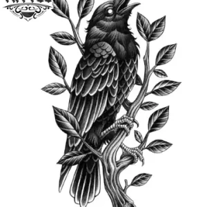 tatouage_ephemere_corbeau_branche_mystique tatouage_ephemere_corbeau_branche_mystique