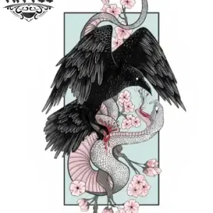 tatouage-ephemere-corbeau-japonais-design-ancestral tatouage-ephemere-corbeau-japonais-design-ancestral