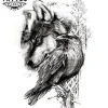 tatouage-éphémère-corbeau-loup-design-mystique tatouage-éphémère-corbeau-loup-design-mystique