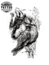 tatouage-éphémère-corbeau-loup-design-mystique tatouage-éphémère-corbeau-loup-design-mystique