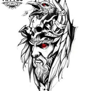 tatouage-ephemere-corbeau-odin-mystique-illustration tatouage-ephemere-corbeau-odin-mystique-illustration