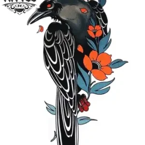 tatouage-ephemere-corbeau-old-school-retro-vintage tatouage-ephemere-corbeau-old-school-retro-vintage