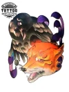 tatouage-ephemere-corbeau-et-renard-design-realiste tatouage-ephemere-corbeau-et-renard-design-realiste