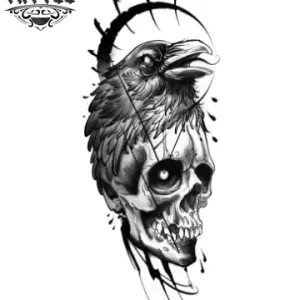 tatouage corbeau éphémère gothique tête de mort tatouage corbeau éphémère gothique tête de mort