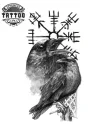 tatouage ephemere corbeau viking noir durable aile sombre