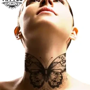 tatouage-cou-ephemere-papillon-femme-elegant-delicat tatouage-cou-ephemere-papillon-femme-elegant-delicat