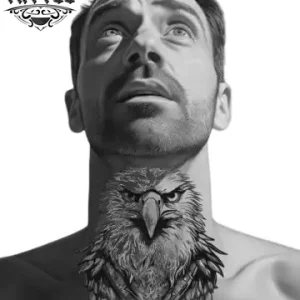 tatouage ephemere cou homme aigle design temporaire intense