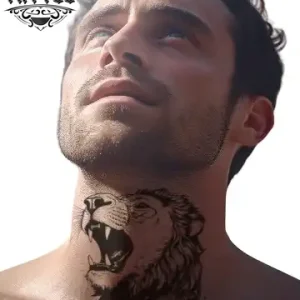 tatouage-cou-ephemere-lion-design-unique-temporaire tatouage-cou-ephemere-lion-design-unique-temporaire