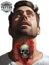 tatouage éphémère cou motif tête de mort