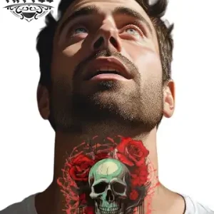 tatouage éphémère cou motif tête de mort tatouage éphémère cou motif tête de mort